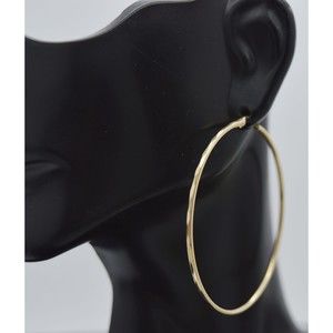 Real 14k Solid Yellow Gold Large Faceted Endless Hoop Earrings 2 50mm 3.4 gr